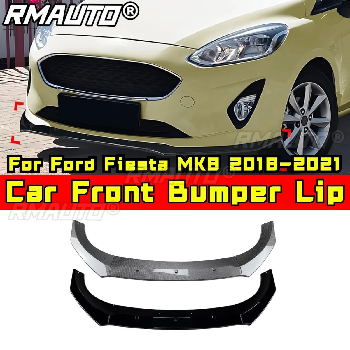 

Car Front Bumper Lip Splitter Diffuser Spoiler Guard Bumper Cover Body Kit For Ford Fiesta MK8 2018-2021 Car Accessories