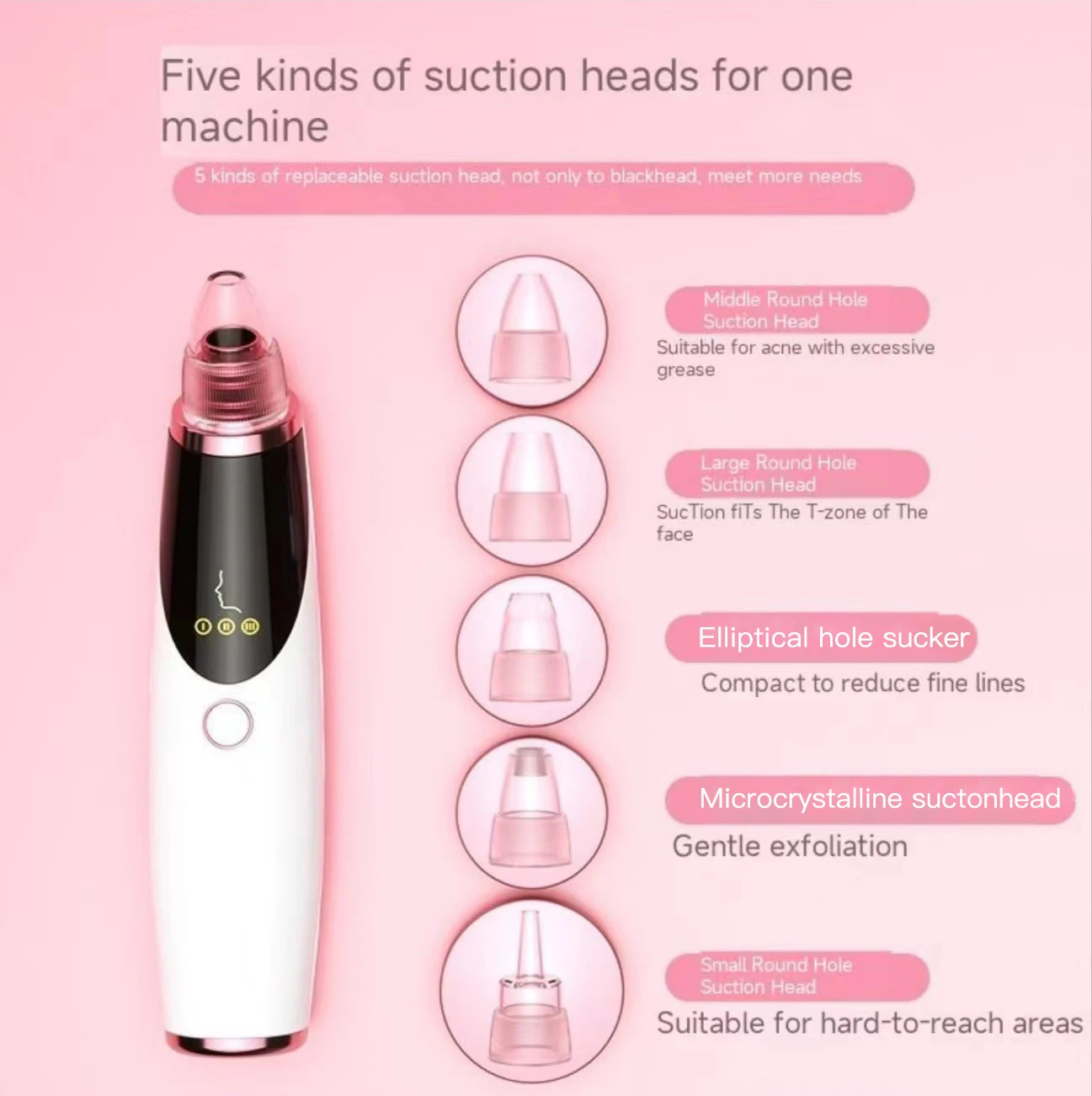 Facial Cleaner Nose Blackhead Remover Deep Pore Acne Pimple Removal Vacuum Suction Beauty Tool USB Face Household