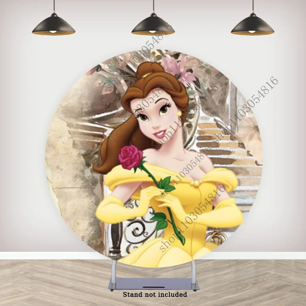 

Beauty And Beast Princess Betty Birthday Party Round Photo Backdrop Circle Photo Background for Photo Booth Plinth Covers