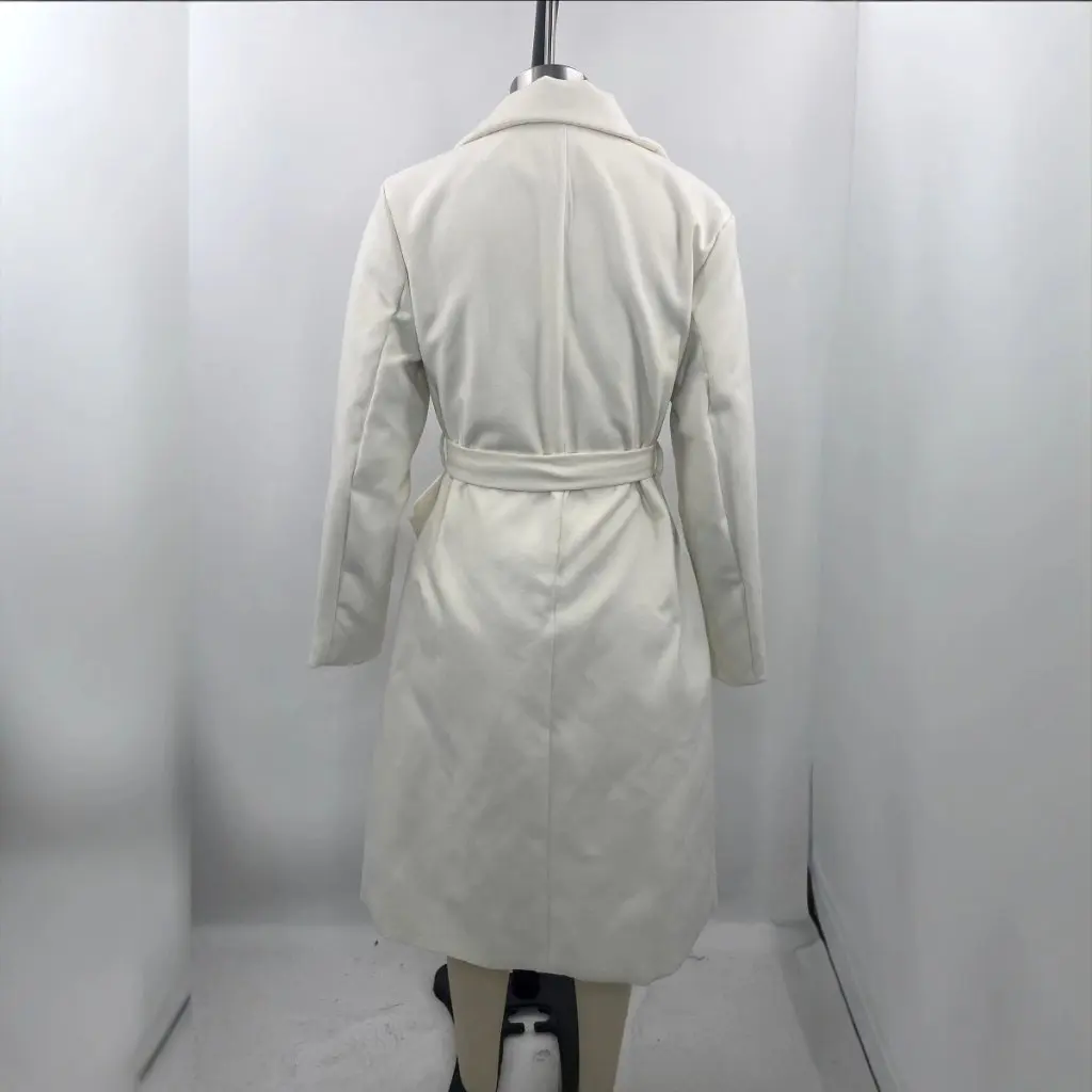 

Women's Autumn Winter Fashion Belt Slim Fit Lapel Woolen Overcoat Mid-Length Jacket Simple Style Outerwear