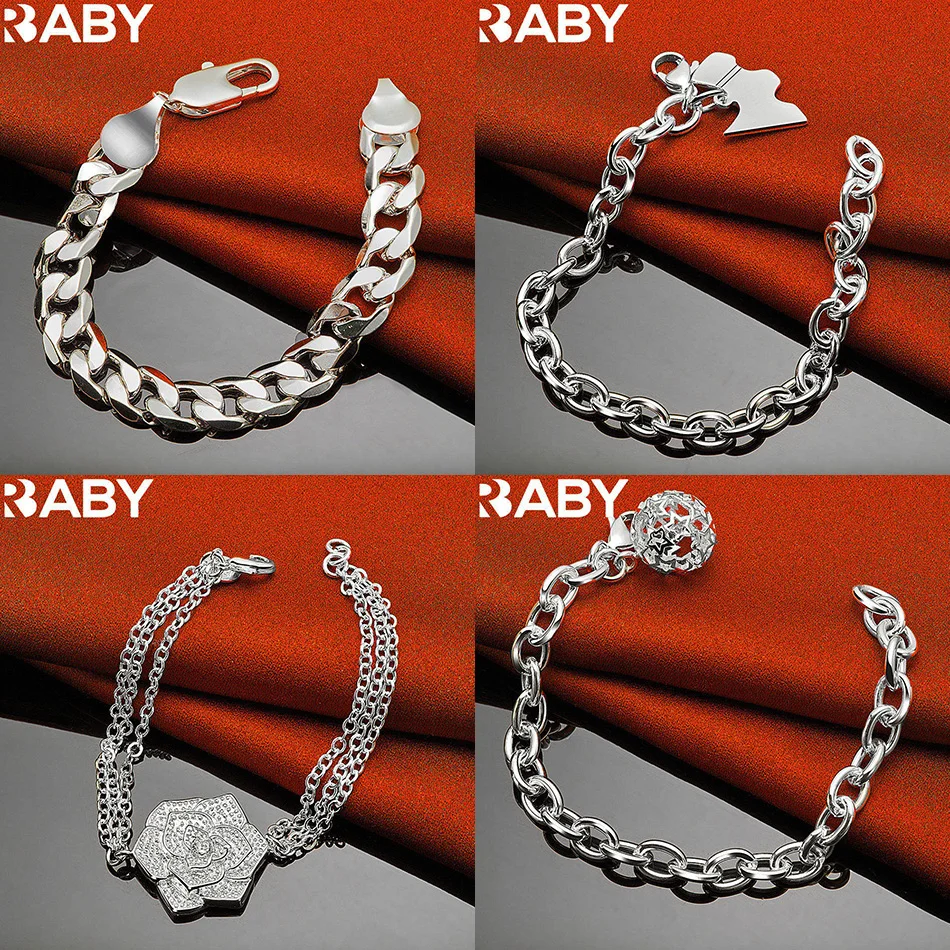 

URBABY 925 Sterling Silver Bracelets For Women Men Anniversary Gift Popular Wild Fashion Romantic Jewelry