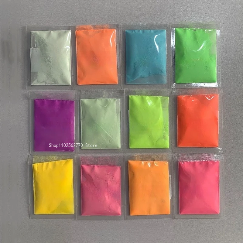 10g/bag 12-color 300mesh High Bright Night Glow Powder Environmental Safety Luminous Signplate Injection Molding Luminous Powder