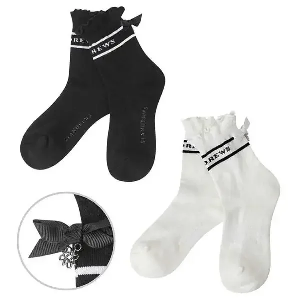 

Golf Socks 24 New Spring/Summer Women's Style Word Label Bow Anti slip Breathable Mid tube Fashion Pure Cotton Socks