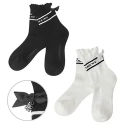 Golf Socks 24 New Spring/Summer Women's Style Word Label Bow Anti slip Breathable Mid tube Fashion Pure Cotton Socks