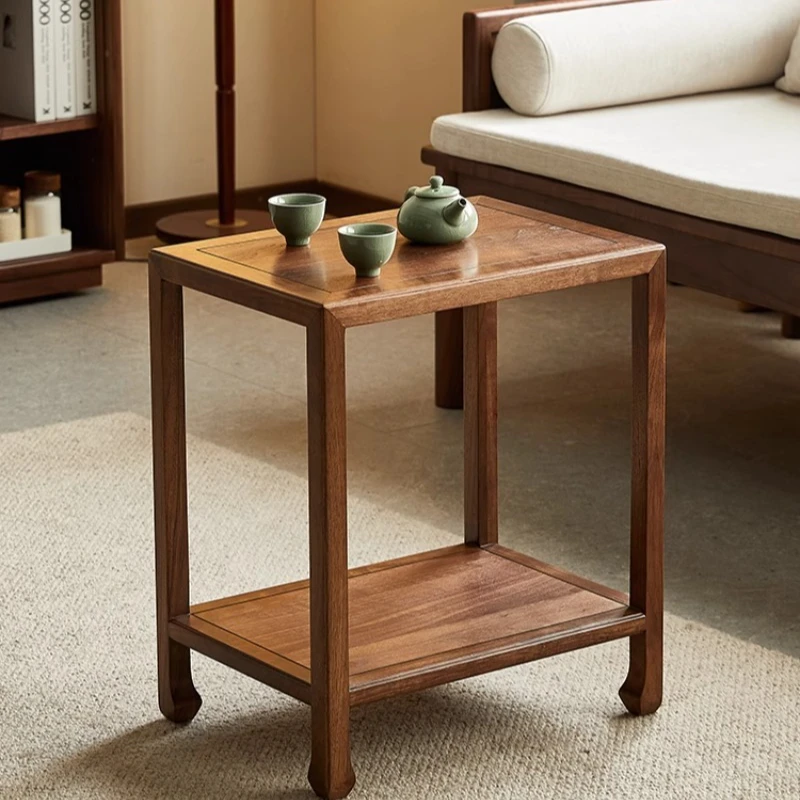 

black walnut edge, Nordic simple double corner, household living room solid wood side table