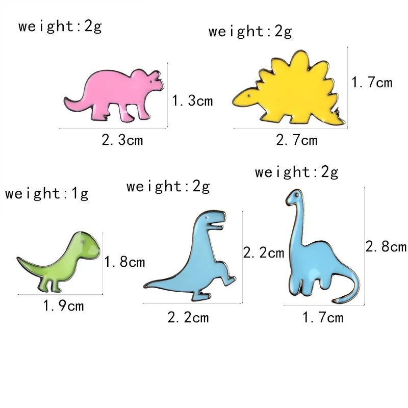 Stroke Cartoon Colorful Dinosaur Apatosaurus Stegosaurus Brooch Pins DIY Button Pin Denim Jacket Pin Badge Gift Jewelry