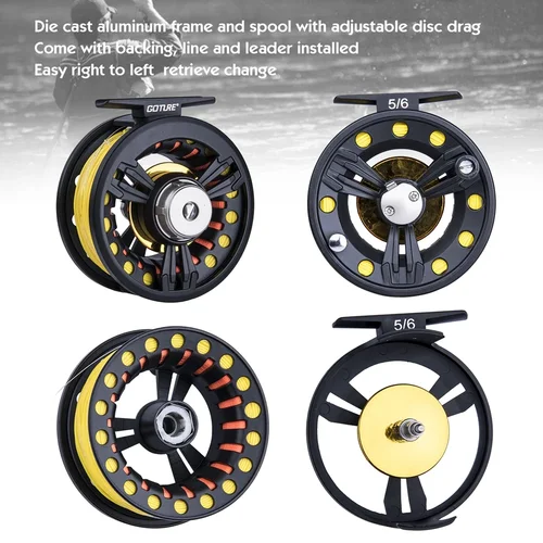 Imagen 2 del producto Goture-combinación de caña y carrete de pesca con mosca, 2,7 m, 9 pies, viaje ligero, 30 + 36T, fibra de carbono para pesca de trucha, lubina, salmón