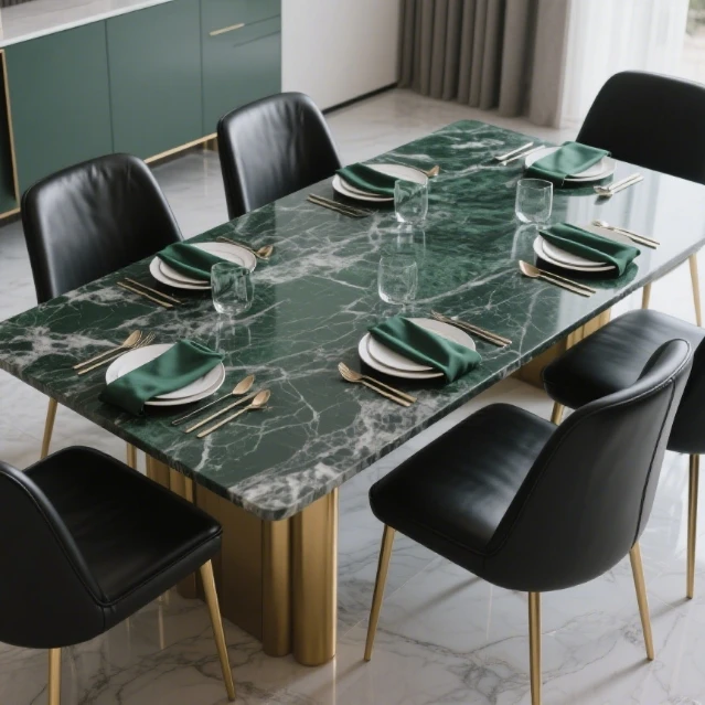 Set Oval Shape Stone Chairs-Inspired French Royal Style for Villa Apartments Restaurants European Luxury Marble Dining Table