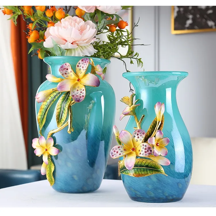

Enamel color light luxury enamel color glass vase ornament fashion creative home living room entrance decoration craft gifts