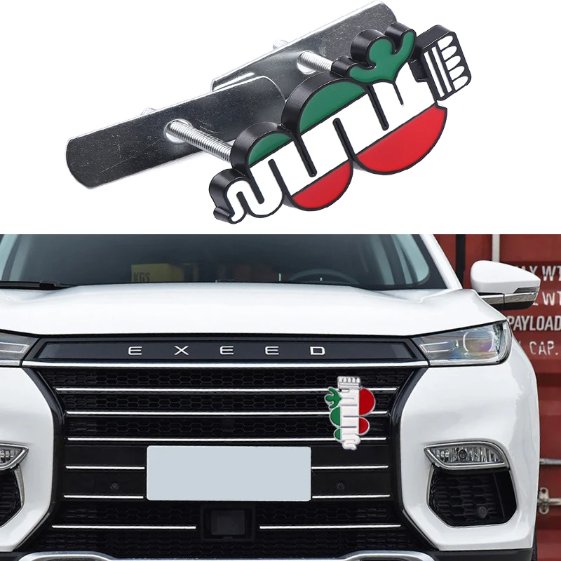 3D Metall Auto Frontgrill Emblem Karosserie Kofferraum Abzeichen Aufkleber Dekoration für Alfa Romeo Stelvio MiTo Giulietta 147 159 Zubehör