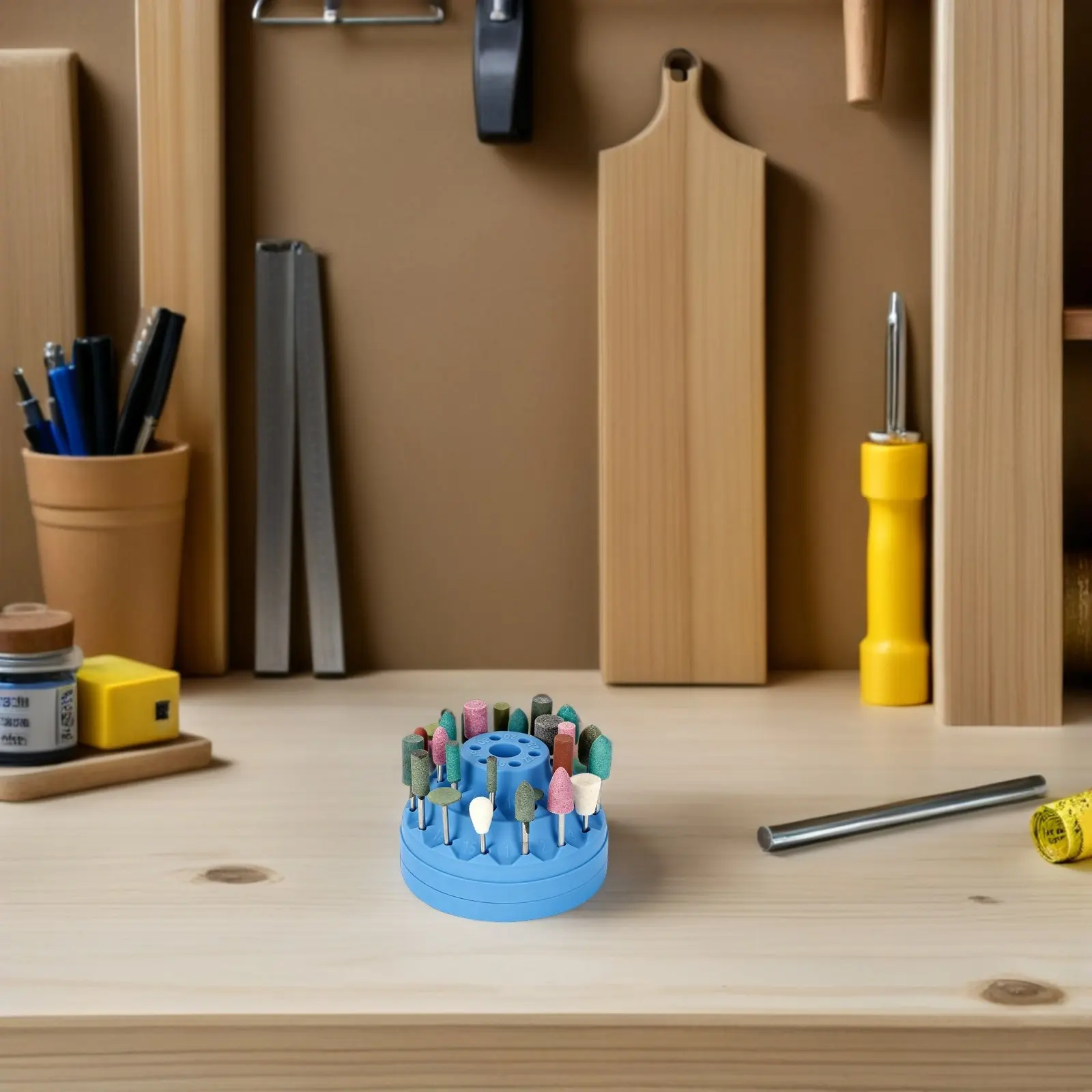 

Rotatable Nail Drill Bit Storage Case Compact Organizer 4 Easy Storage Home Improvement Plastic Drill Bit Holder Box Accessories