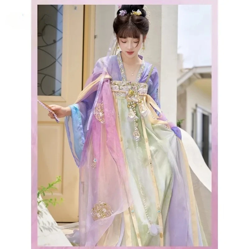 Olivegirl Exquisite Hanfu Dress Fairy Chest Length Green Dress Tang Embroidery Flower Women's Set Cosplay