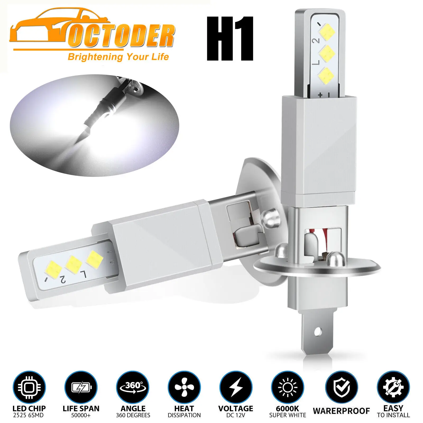 

2Pcs H1 LED Fog Driving Light Bulbs Conversion Kit Super Bright White DRL 6000K