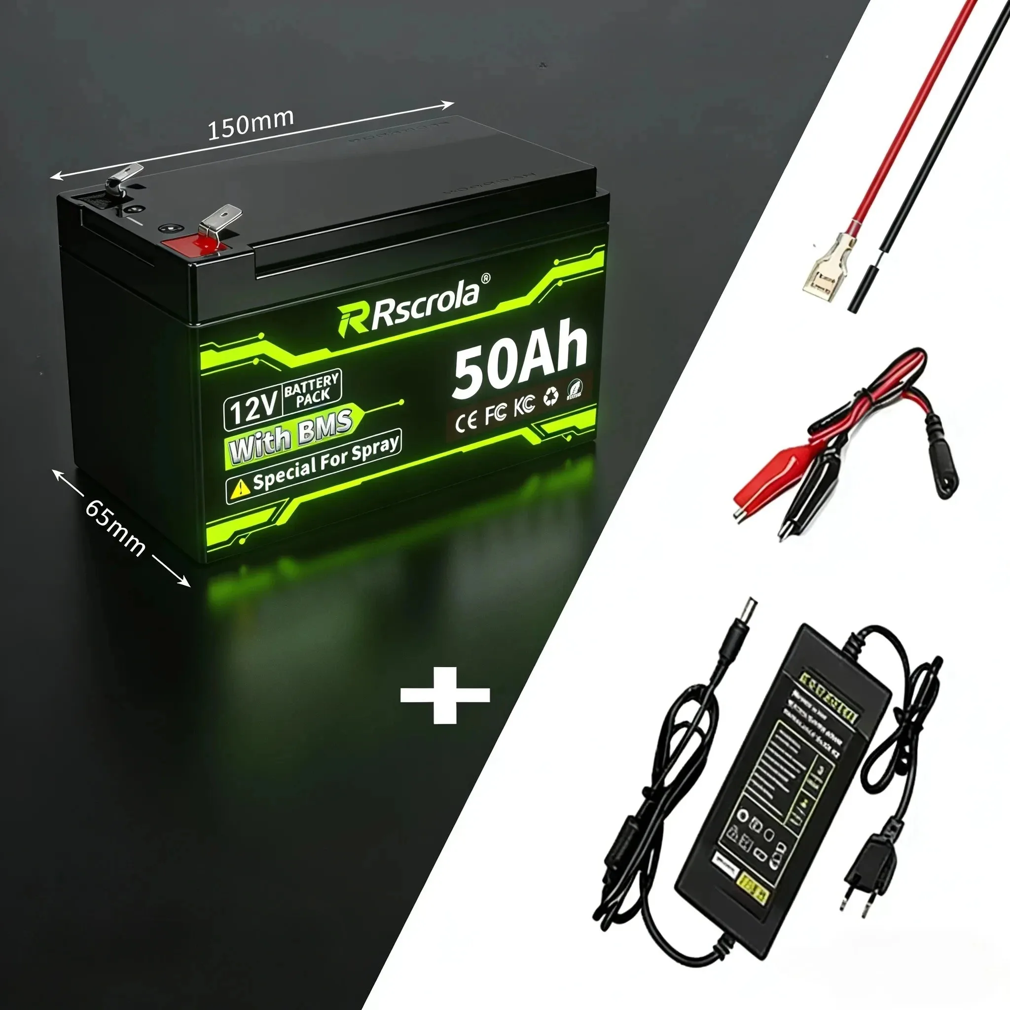12V 18650 batterijpakket 50Ah 12V Li-ion batterijpakket met oplader, langdurig bruikbaar voor spuitapparaat, speelgoedauto voor kinderen, weegschaal, zonne-energie
