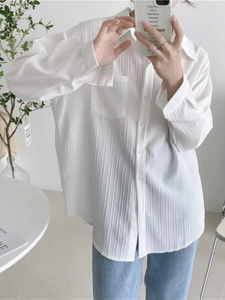 Summer Autumn Long Sleeve Casual Shirt Women Shirts Fashion Female Solid Loose Blouse Tops Office Lady Sun ProtectionShirts