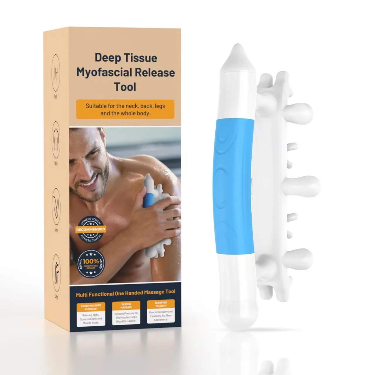 Muscle Massage Gun Deep Tissue Massager For Sports Yoga Body Pain Relief Blue Orange Head Attachments