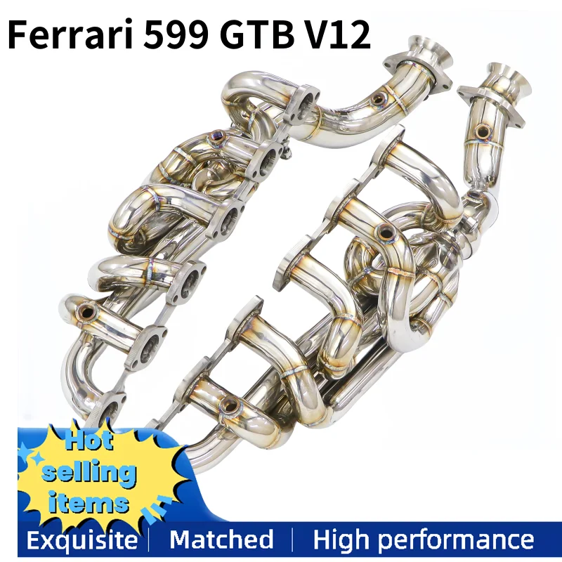 High Flow Performance Exhaust Manifold Catless Downpipe  Header  for Ferrari 599 GTB V12 6.0L