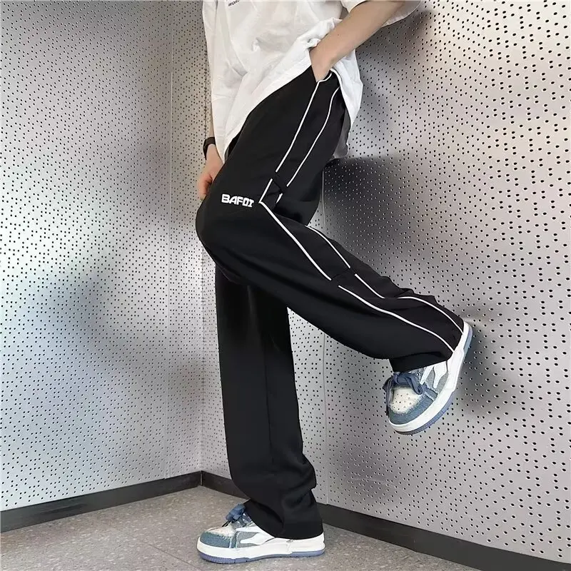 Spring and Autumn Casual Pants Men\'s Summer Thin Style Trendy Brand Straight Pants Loose Trendy Letter Wide Leg Pants