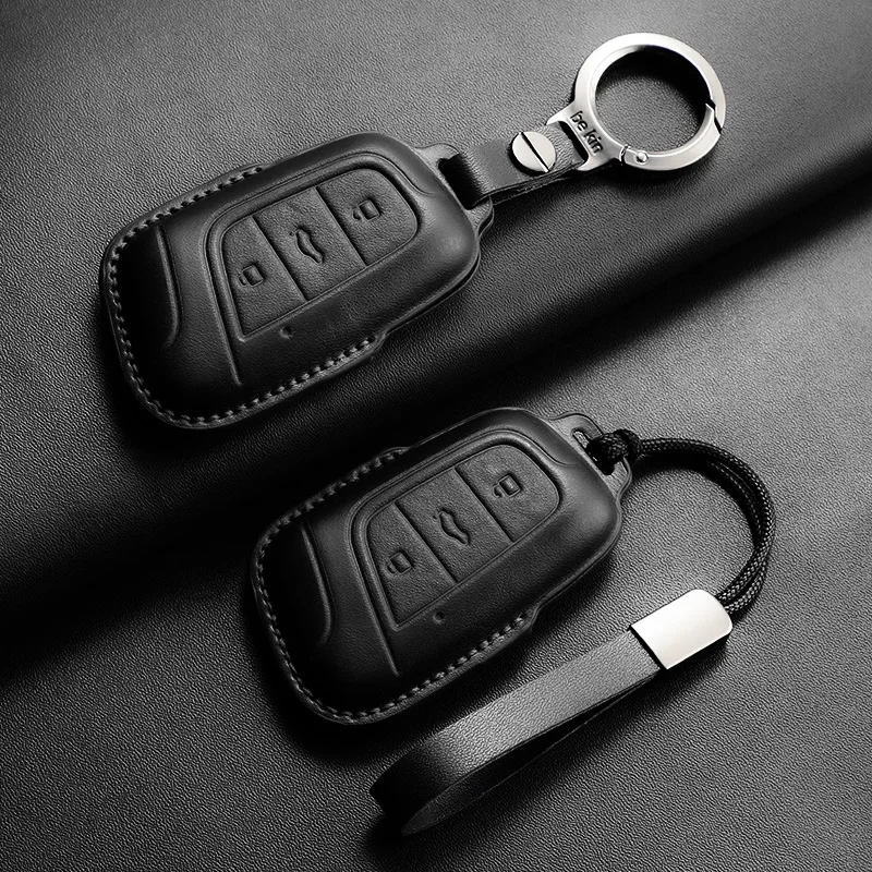 حافظة مفاتيح السيارة الجلدية غطاء فوب لشيري Eq1 ليتل النمل 3 زر سيارة الذكية عن بعد المفاتيح حامي قذيفة اكسسوارات الديكور #3