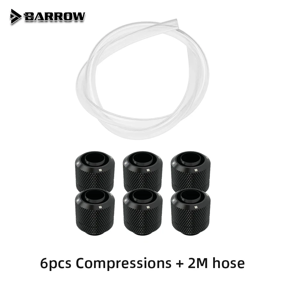 Barrow Water Cooling Fitting Kit  Hose Compressions 8pcs 10x13mm 10x16mm Soft Tube Connectors CPU Block Liquid Fluid Building