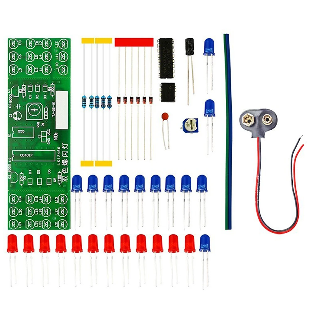 لتقوم بها بنفسك عدة إلكترونية LED ثنائي اللون أضواء وامضة لوحة دارات مطبوعة ممارسة أضواء إنذار التناظرية لحام تصنيع ProjectDC9-12V