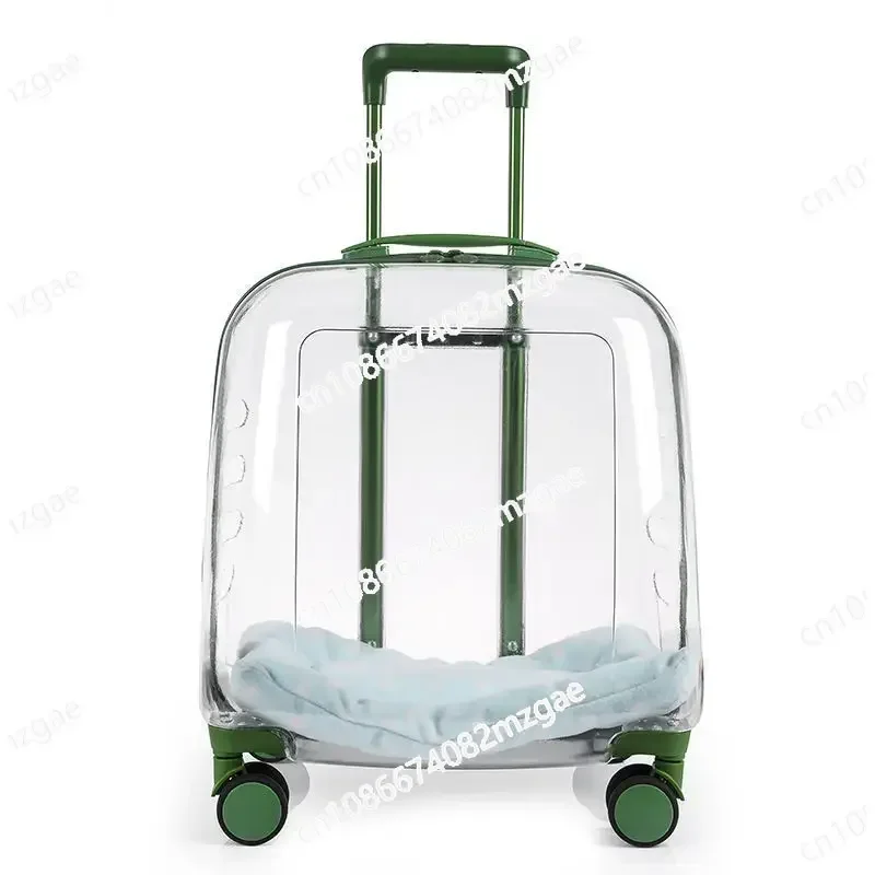 Two Breathable Large Capacity Transparent Cat Boxes Portable Cat and Dog Air Box Carts