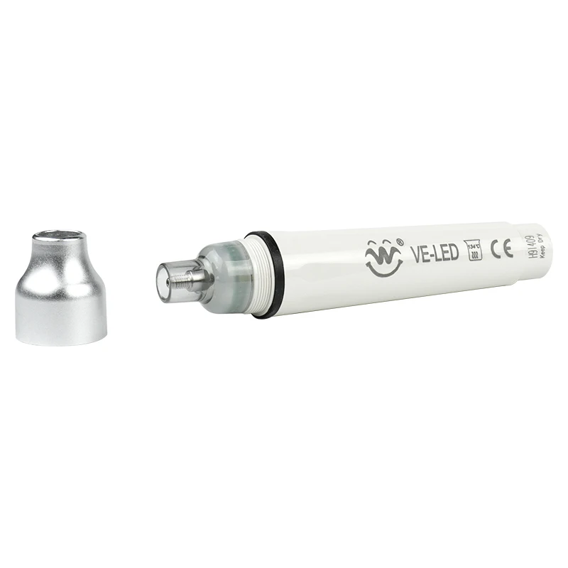 Stainless steel handle, plastic casing, and LED light for nail file