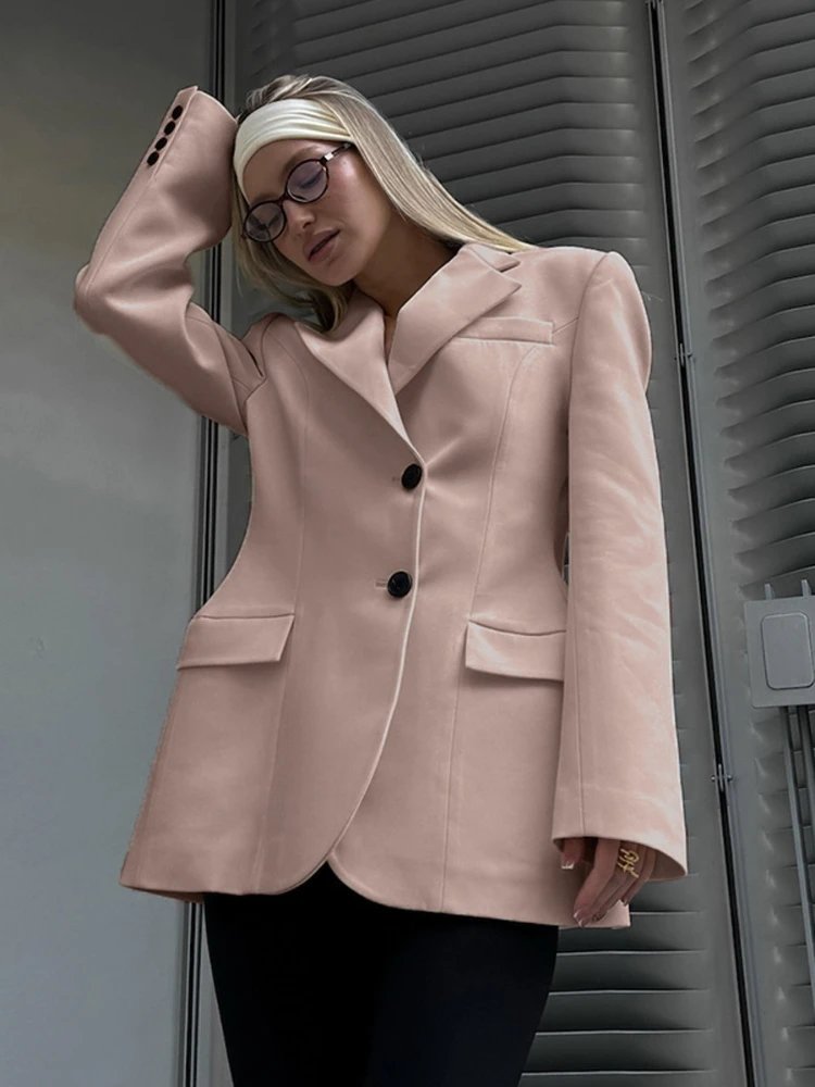 FDYOUI Moda Casual Blazer monopetto Donna 2025 Autunno Manica lunga Slim Solid Suit Office Lady Capispalla Streetwear