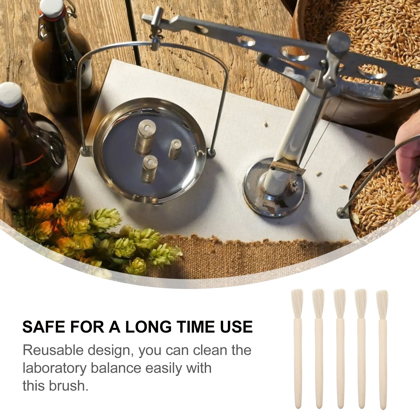 

5pcs Balance Cleaning Brush Laboratory Brush Reusable Fine Bristles Long Handle Smooth No Burr Science Experiment Tool Lab