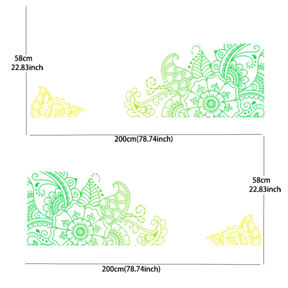 Personalized gradient line mandala car decals full body floral decoration covering scratches protective car decals waterproof ca