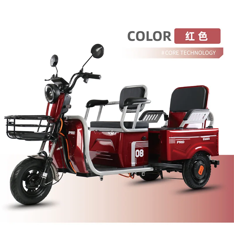 Sidaner Electric Tricycle Brushless 600W Rear Hub Motor 3-Speed Stainless Steel Aluminum Frame Lead-Acid Battery 3-Wheel