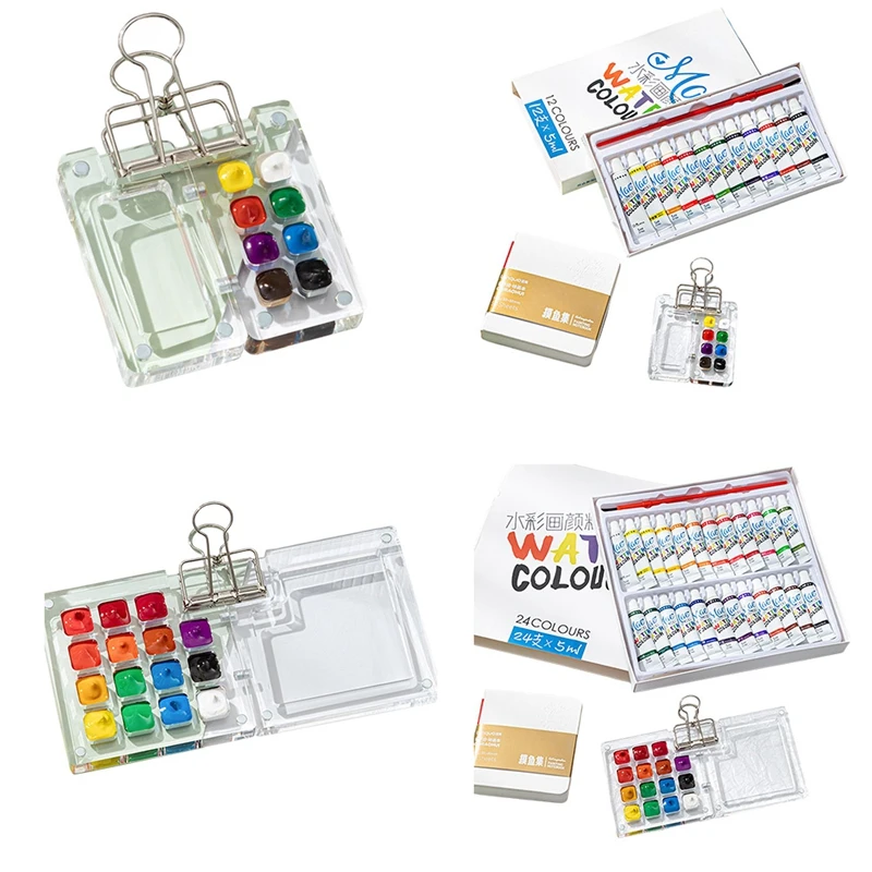 

Travel Ready Paint Palette Bundle, Mini Travel Paint Palette Acrylic, Travel Paint Palette Mini With Binder Clips