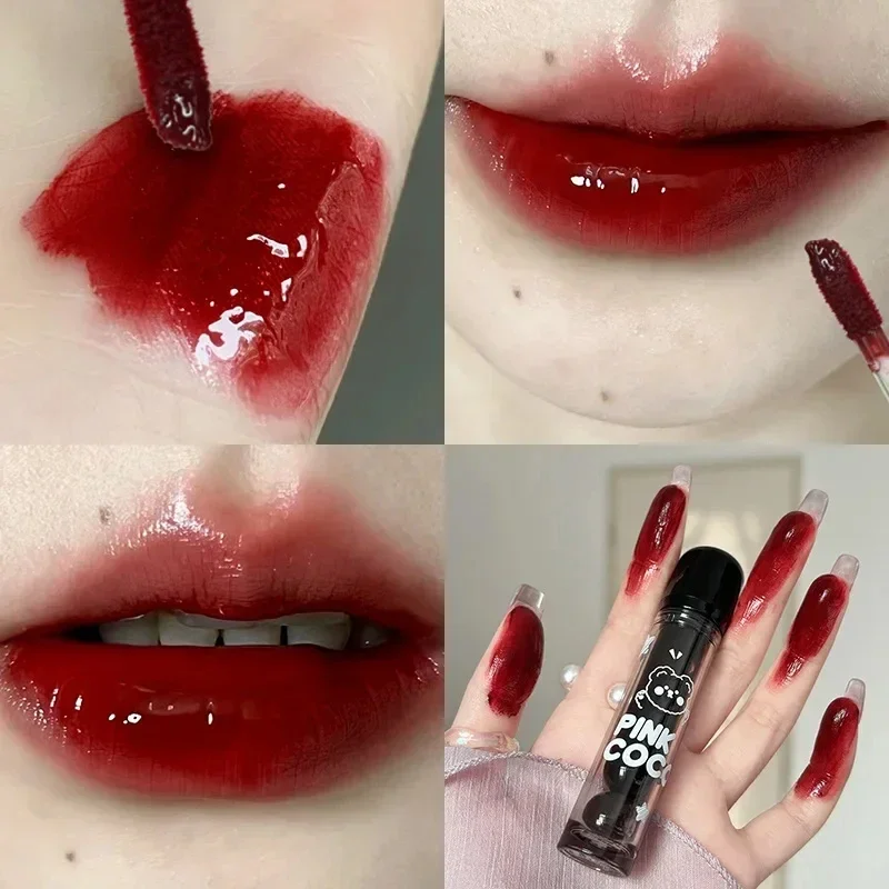 New Jelly Mirror Black Tube Lipstick Long Lasting Non-stick Cup Moisturize Water Light Lip Gloss Korean Lips Makeup Cosmetic 1pc