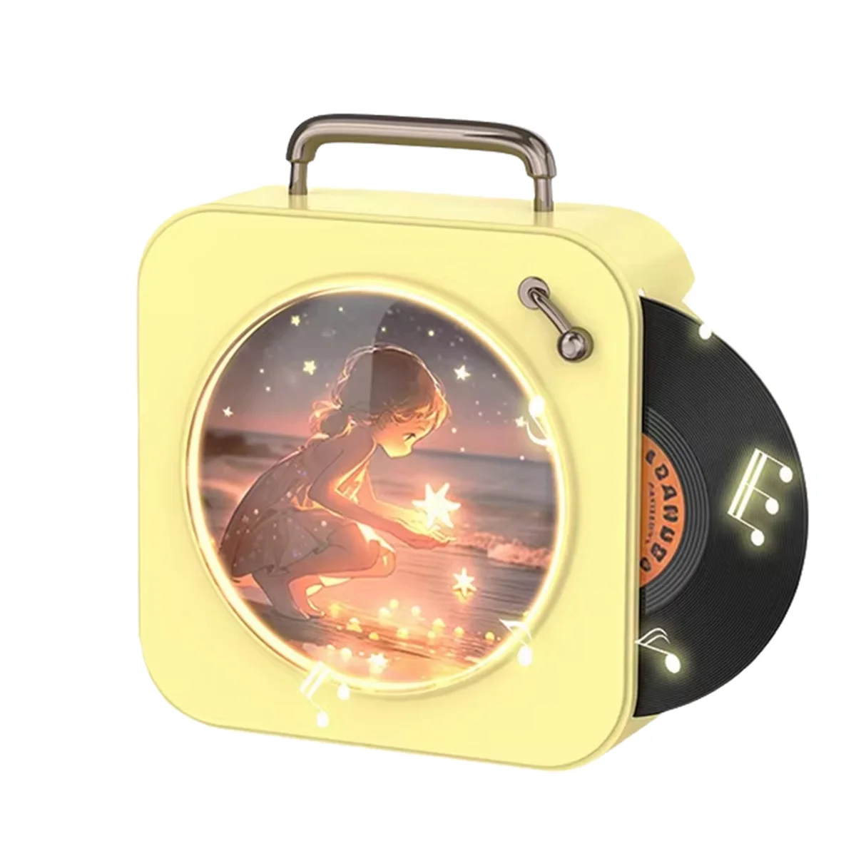 QA88X Vintage เครื่องเล่นบลูทูธสเตอริโอเสียงสเตอริโอวิทยุบันทึกไวนิลสเตอริโอขนาดเล็ก Home CD Player สีเหลือง