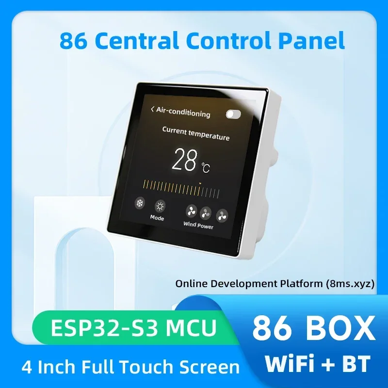 

ESP32-S3 4 Inch Touch Screen 480x480 WiFi Bluetooth 86 Box Central Control Panel for Smart Home Optional Temperature & Humidity