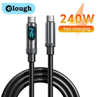 Elough 240W Silicone Digital Display Dual TYPE-C Fast Charging Cable for iPhone 15 16 Samsung Tablets Laptops Etc