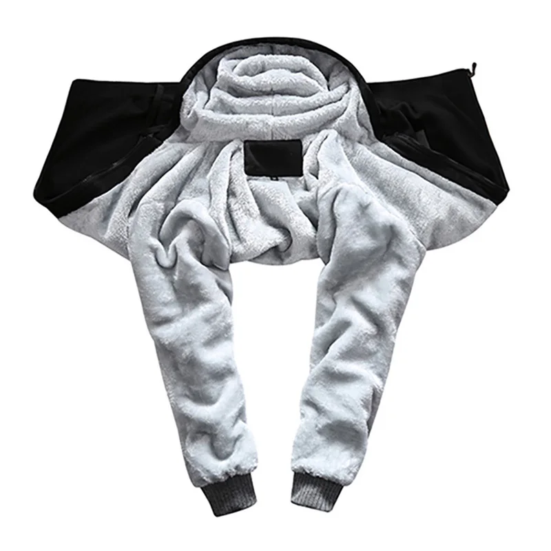 Winter Men's Warm Jacket Casual Men Fleece Lined Windbreaker Hooded Coats Mens Thicken Sports Cardigan Jackets Man Clothing