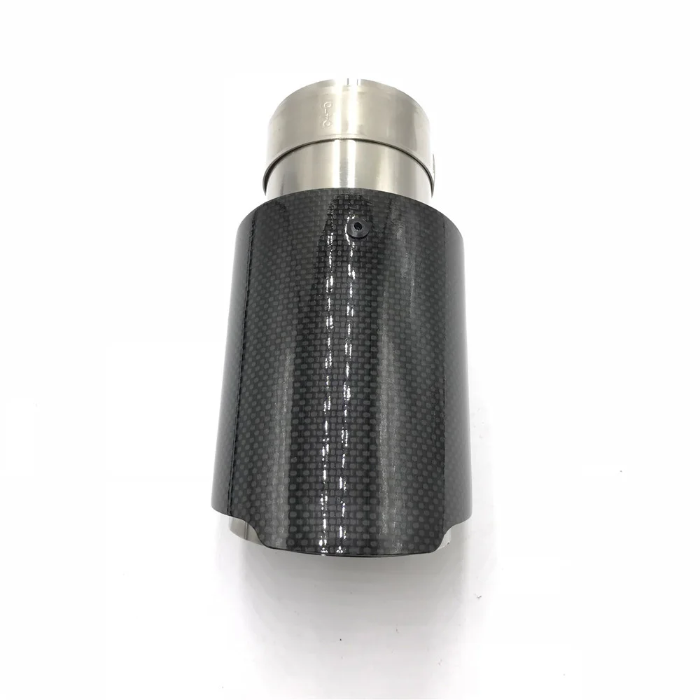 Car Glossy Carbon Fiber Muffler Tip Exhaust System Pipe Mufflers Nozzle Universal Straight Stainless Silver For Akrapovic