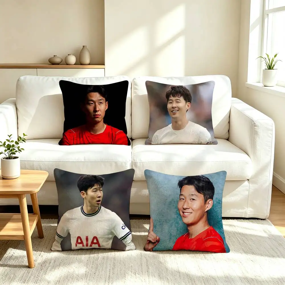 S-Son Heung-min K-Korea Football Player   Pillow Case Square Double-Sided Sofa Cushion Cover Bedroom Bedside Pillow
