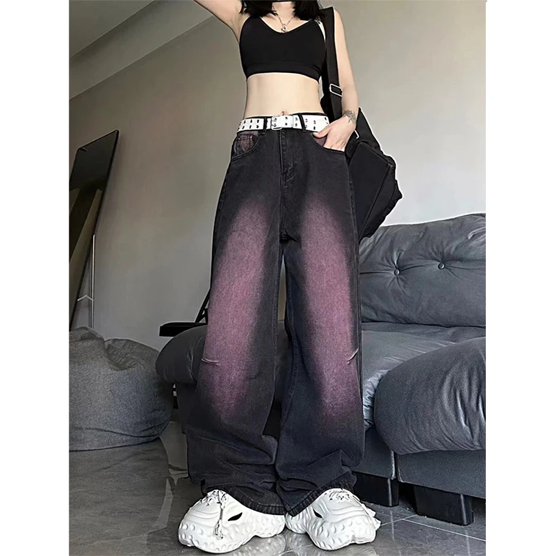 Full Length Vintage Harajuku Baggy Jeans Women Cyber Wide Leg Hippie Denim Pants High Waist Streetwear Trousers Casual Kpop