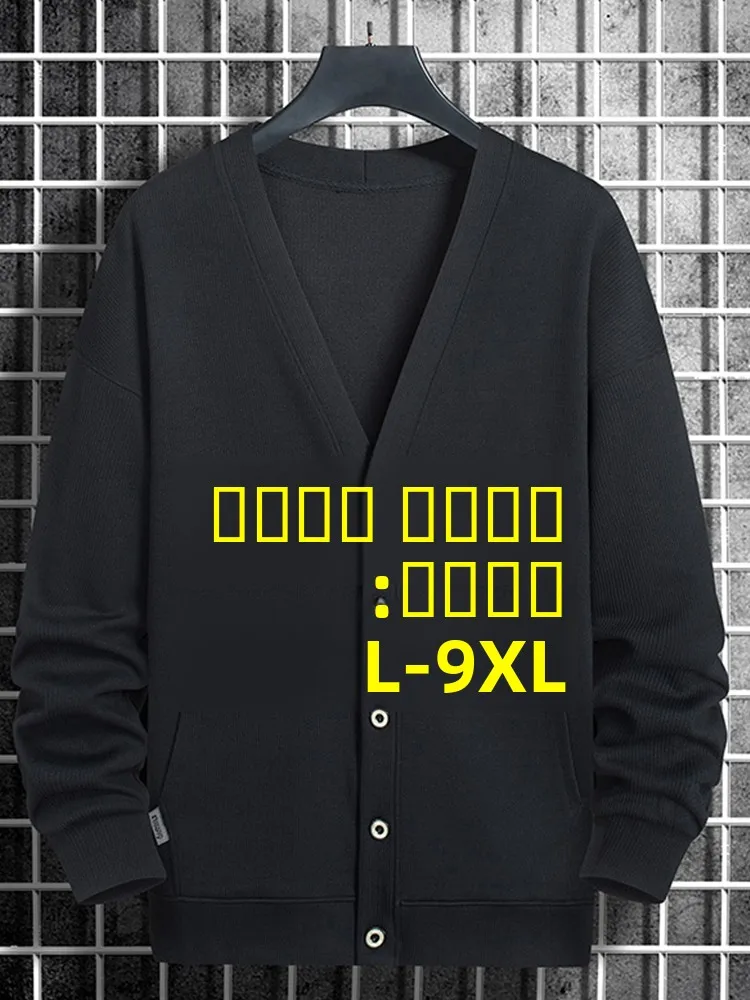 

plus Size Men's Open Cardigan Knitwear Spring Autumn Sle Casual V-Ne Long Sve Fce Lined Thiened Extended Length