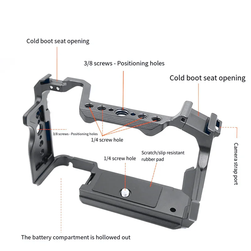 A19E-Full Camera Cage Rig Protective Frame For Sony A7C2 A7CR A7CM2 A7CII DSLR Tripod Cold Shoe Mount