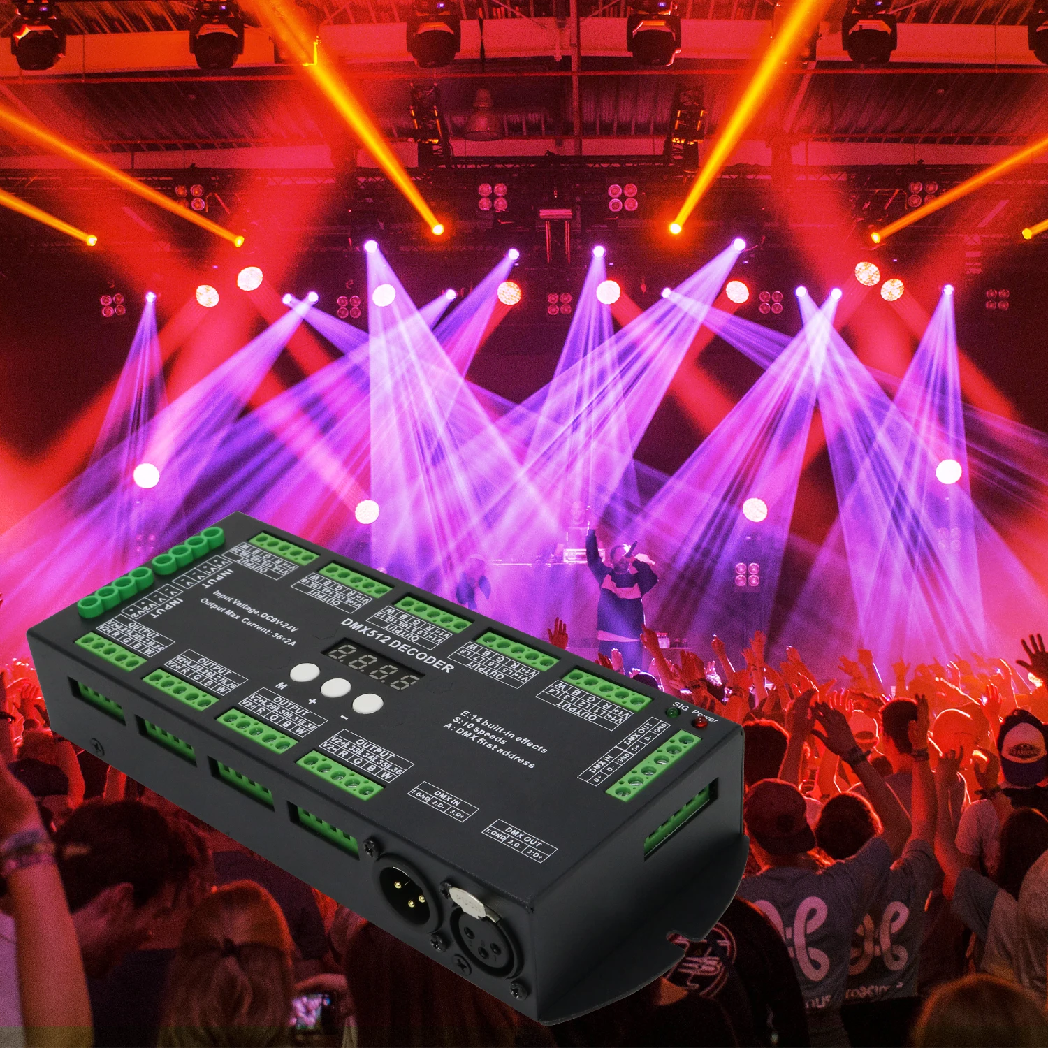 DMX 512 Decoder 36Channels 2A*36CH, DC9V～DC24V Digital Display dmx512 Led Controller Driver for RGB RGBW Led Strip Lights