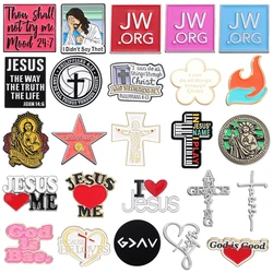 Jesus Love Me Enamel Pins Philippians Bible Christianity Religion Believers Live Forever Cross Brooch Lapel Badge Faith Jewelry