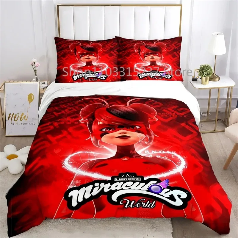 

LLadybug Girl Birthday B-Backdrop Logo Children Duvet Cover Sets Printed Bedding Set Double Queen King Size 23pcs,Bettbezug