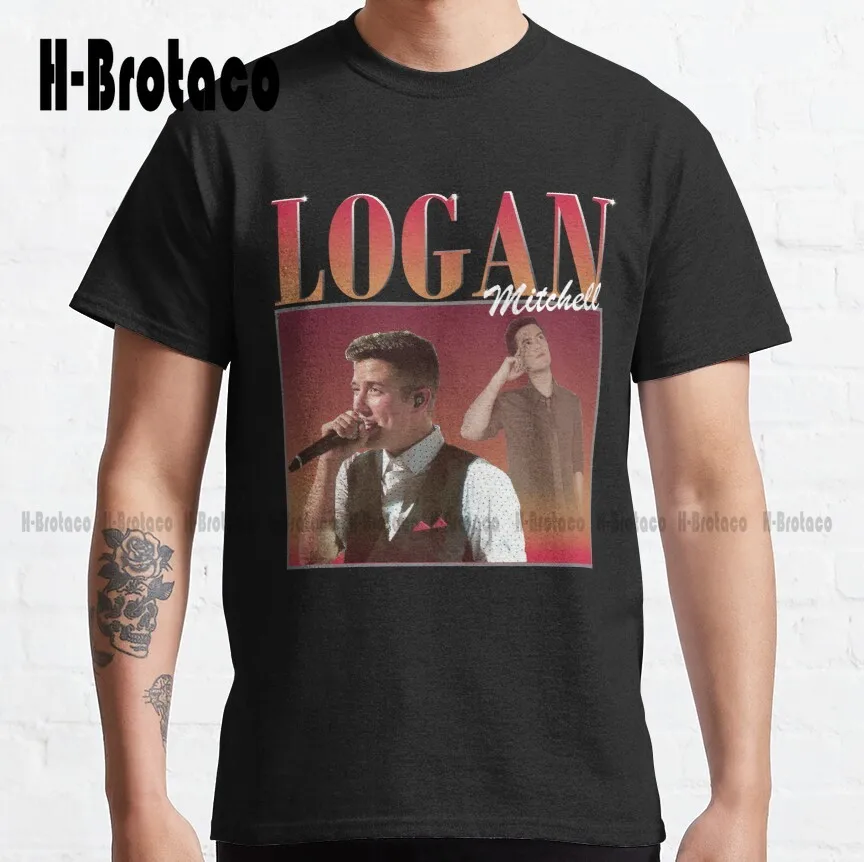 Logan Mitchell Logan Btr Classic T-Shirt Big Time Rush High Quality Cute Elegant Lovely Kawaii Cartoon Sweet Cotton Tee Shirts