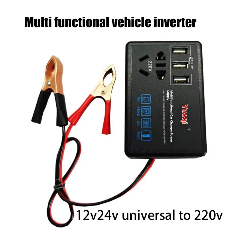 

Multi-purpose Car Inverter; Converts 12V/24V into 220V; Features USB Charging Port for RV or Trucks.