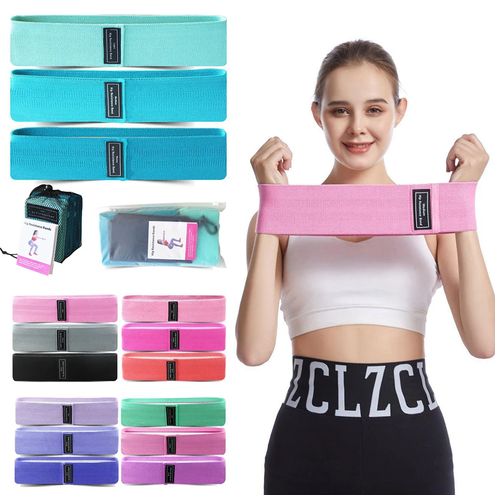 Fabric Resistance Elastic Booty Bands Fitness Squat Glute Workout Non-slip Trainer Thick Band Stretch Strips Loops Yoga 3Pcs Set