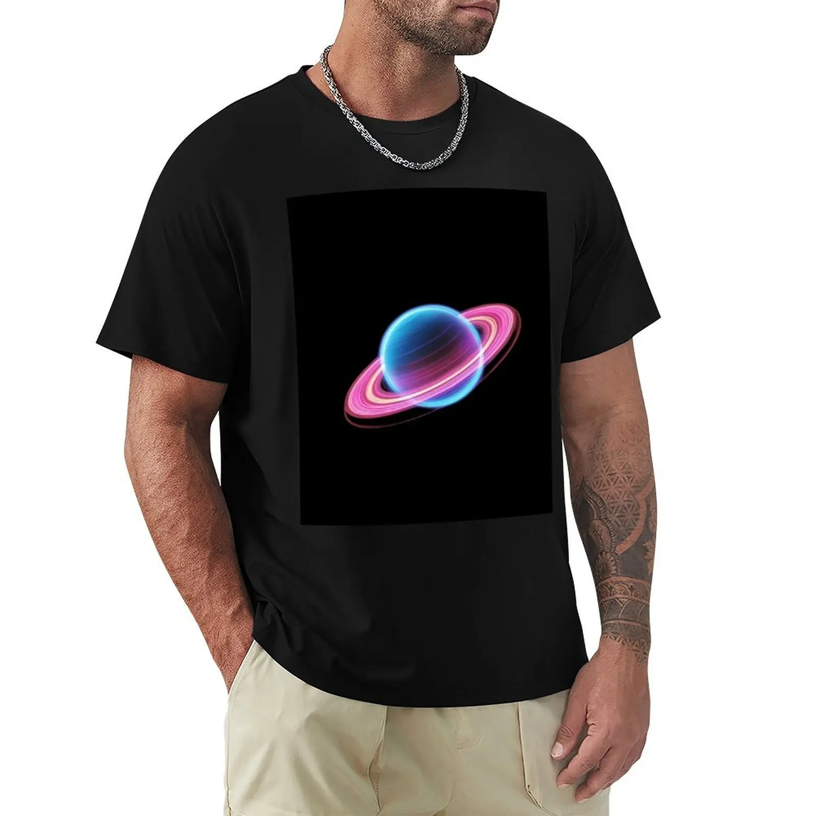 

Saturn's Neon Glow T-Shirt Standard Fit Solid Tee Shirt