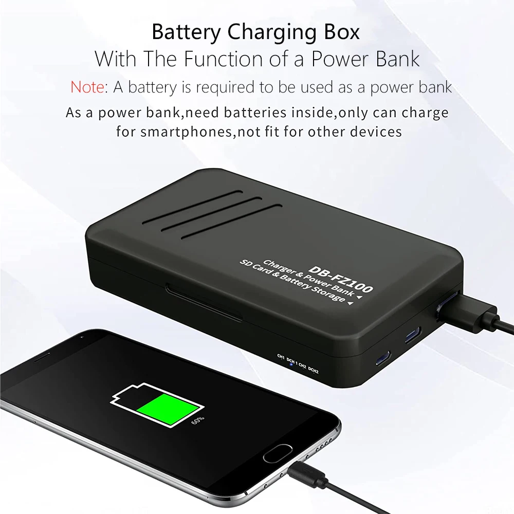 2600mAh NP-FZ100 NPFZ100 NP FZ100 Battery with Charger Case for Sony A7R IV, BC-QZ1, Sony a9, a7R III, a7 III,A6600